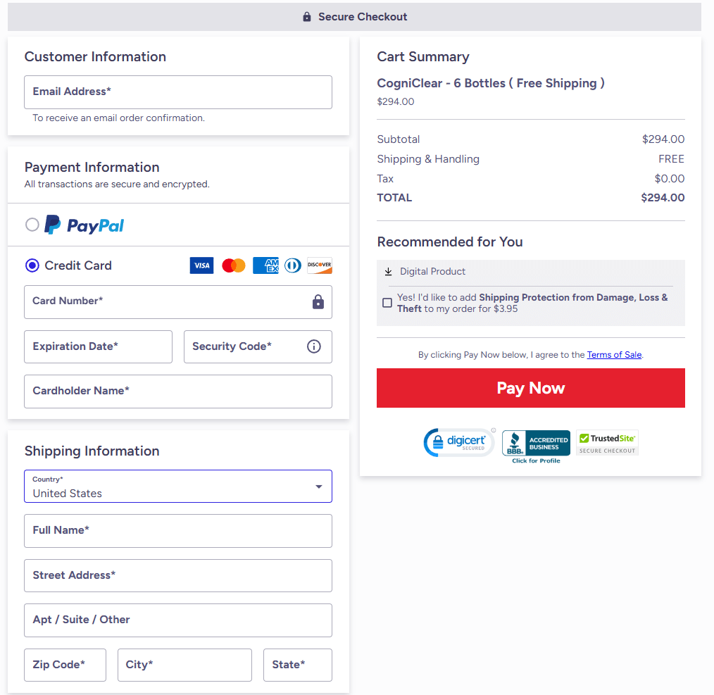 CogniClear order form
